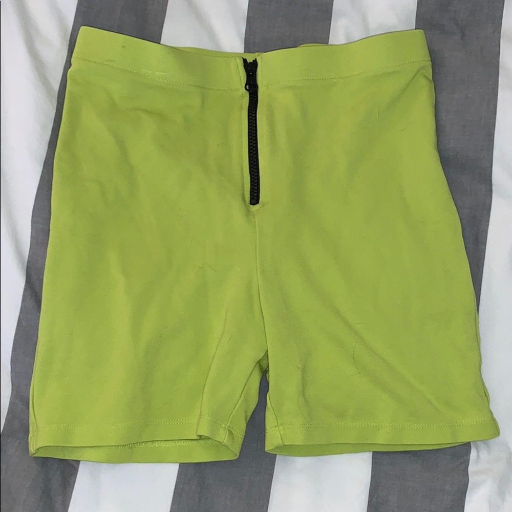 Chartreuse bike shorts